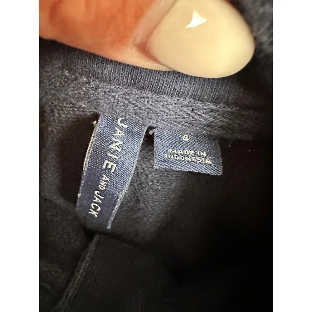 Janie & Jack Navy Blue 1/4 Button Pullover Sweatshirt With Kangaroo Pocket Boys